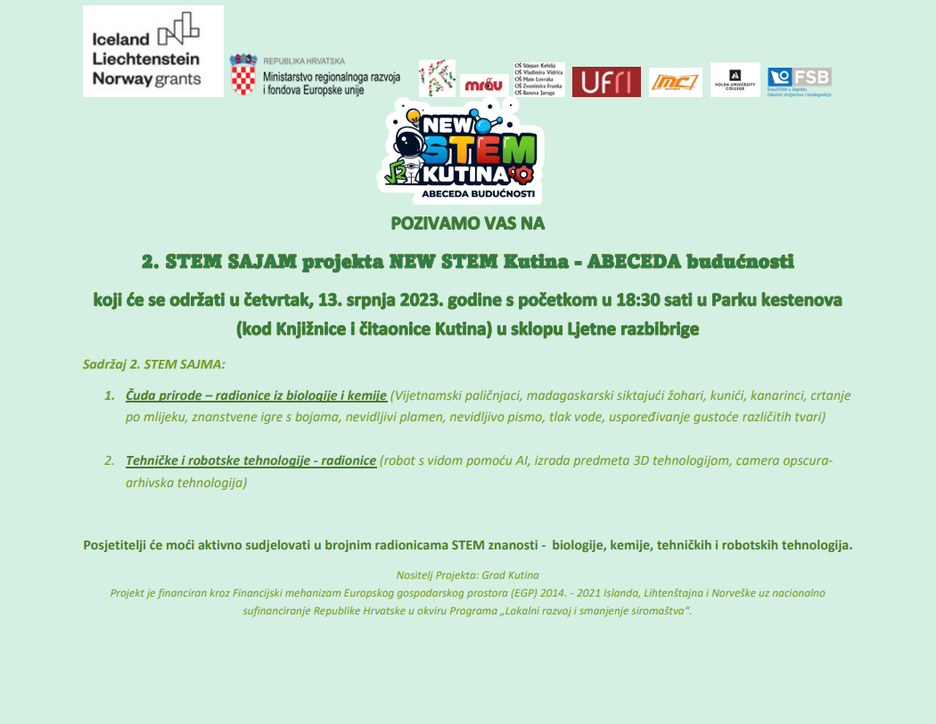2. STEM sajam projekta NEW STEM Kutina – ABECEDA budućnosti